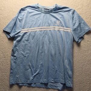 Sergio Tacchini Shirt Mens 3XL Blue Mesh Stripe Breathable Jersey Tee Top